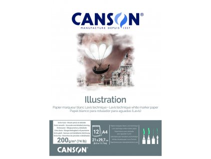Canson Illustration Skicák v lepené vazbě A4, 200g, 12 listů