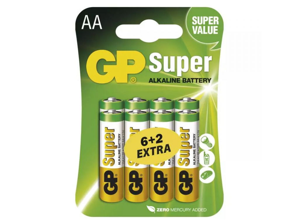 Baterie GP Super Alkaline AA R6 8 ks balenie