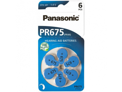 Batérie do načúvacích prístrojov 6 ks Panasonic 675 / PR675 / PR44