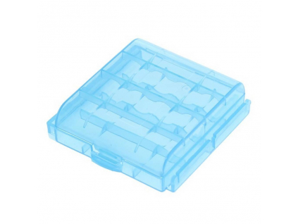 Plastové púzdro na 4 ks AA tužkové batérie alebo 4 ks AAA mikrotužkové batérie modré
