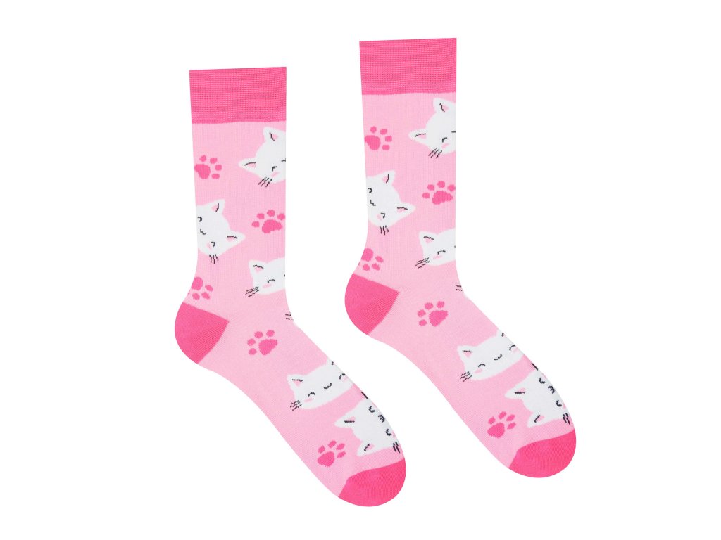 Veselé ponožky Mačička ružová