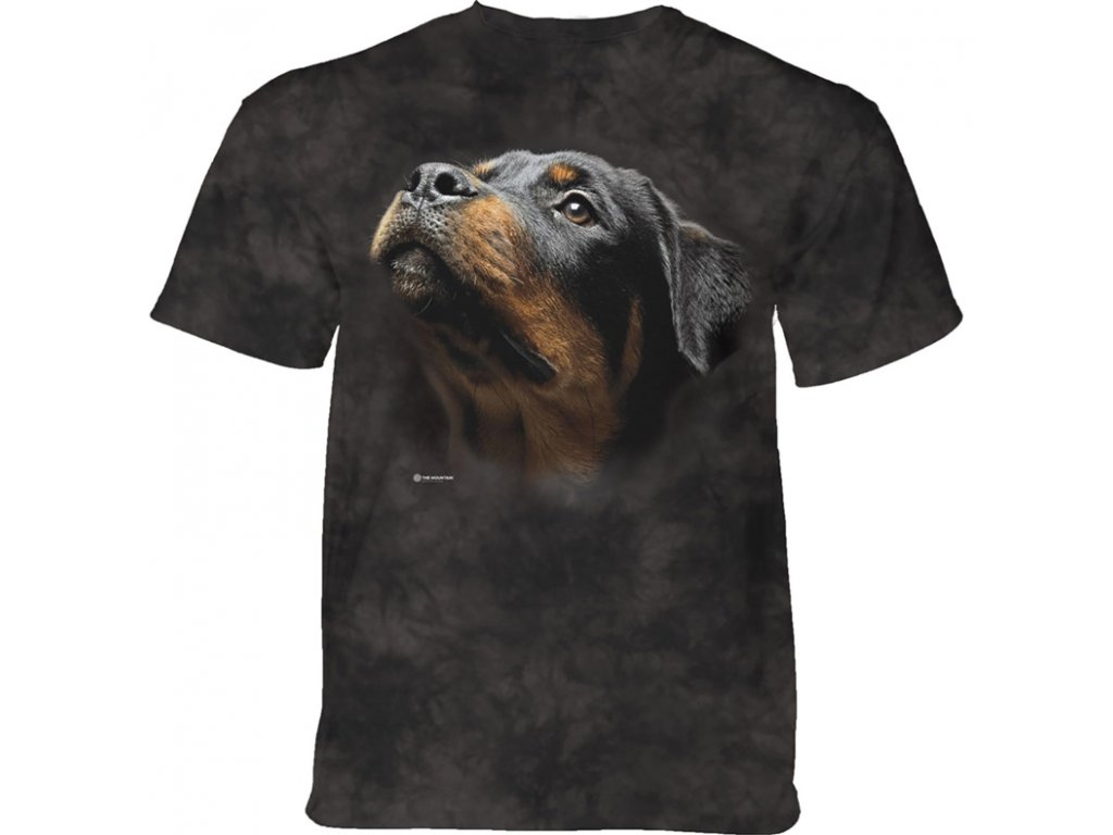 Pánske batikované tričko The Mountain - Rottweiler anjelská tvár- čierne