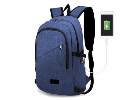 Chytrý batoh novej generácie s USB portom  - modrý