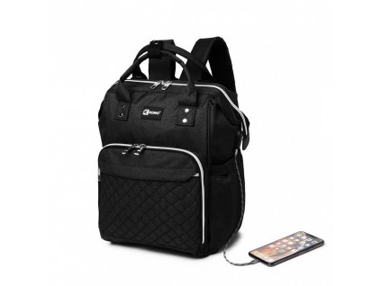Prebalovací batoh na kočík Kono s USB portom - čierny