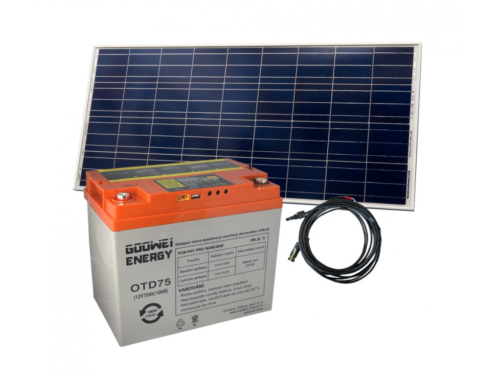Sada batéria GOOWEI ENERGY OTD75 (75Ah, 12V) a solárny panel Victron Energy 115Wp/12V
