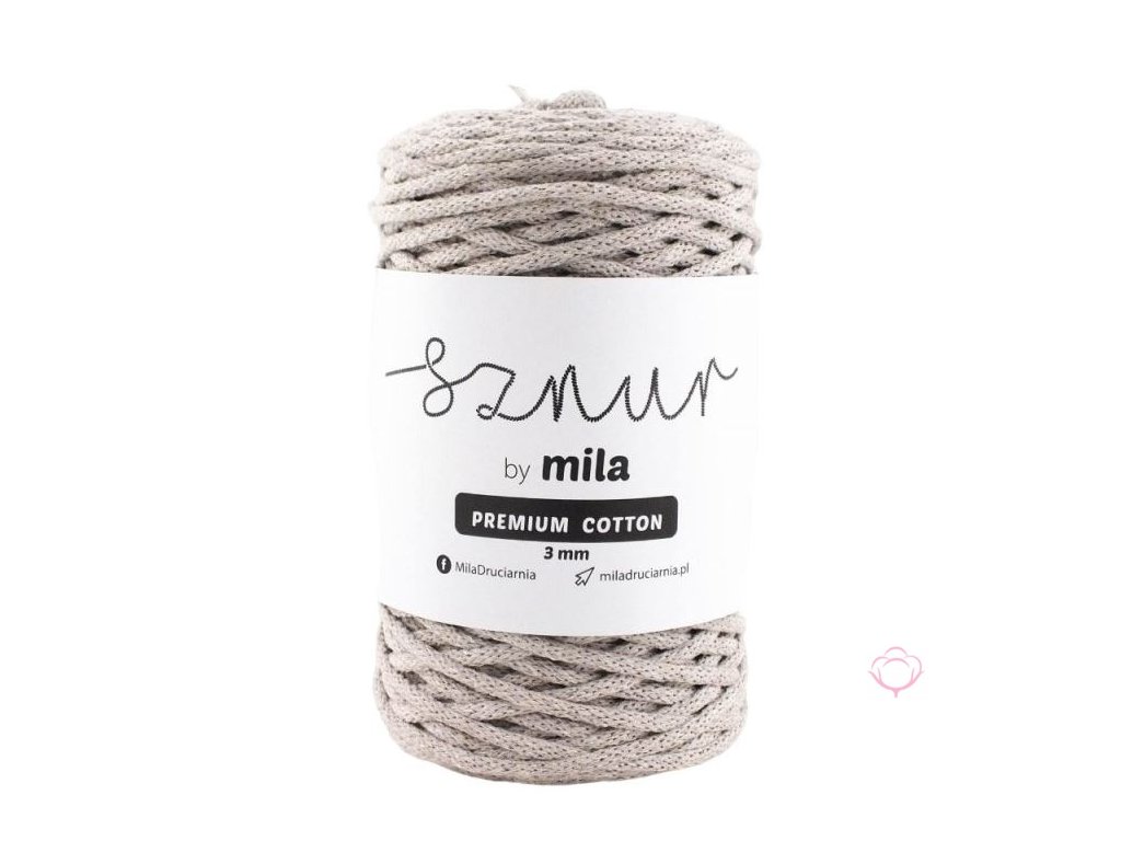 Bavlněná šňůra MILA Premium Cotton 3 mm - lněná