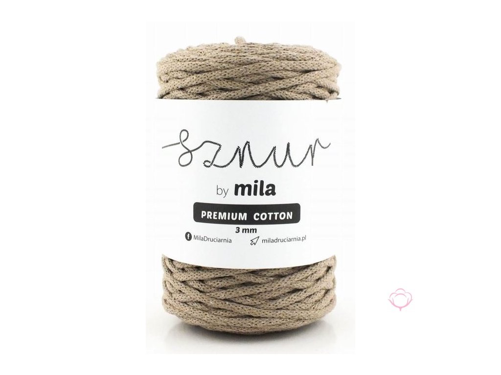 Bavlněná šňůra MILA Premium Cotton 3 mm - cappuccino