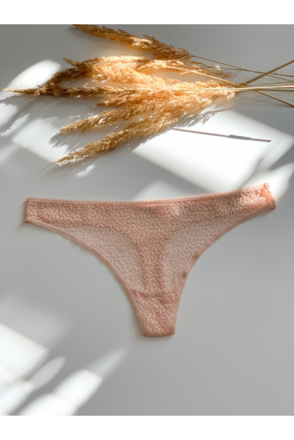 DKNY krajková tanga Modern Lace - tělové/světle růžové