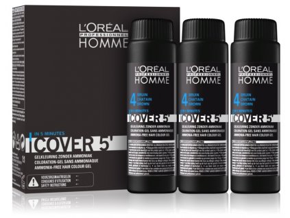 L'Oréal Homme Cover 5 4 středně hnědá 3 x 50 ml