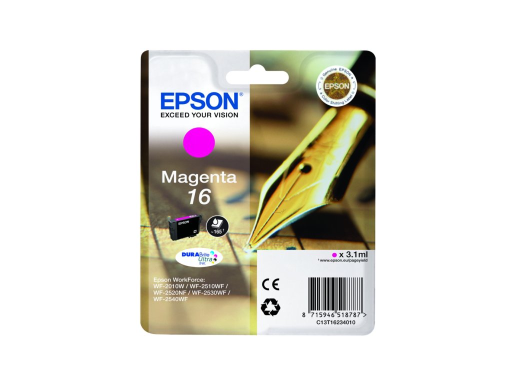 Epson originál ink C13T16234022, T162340, magenta, blister, 3.1ml