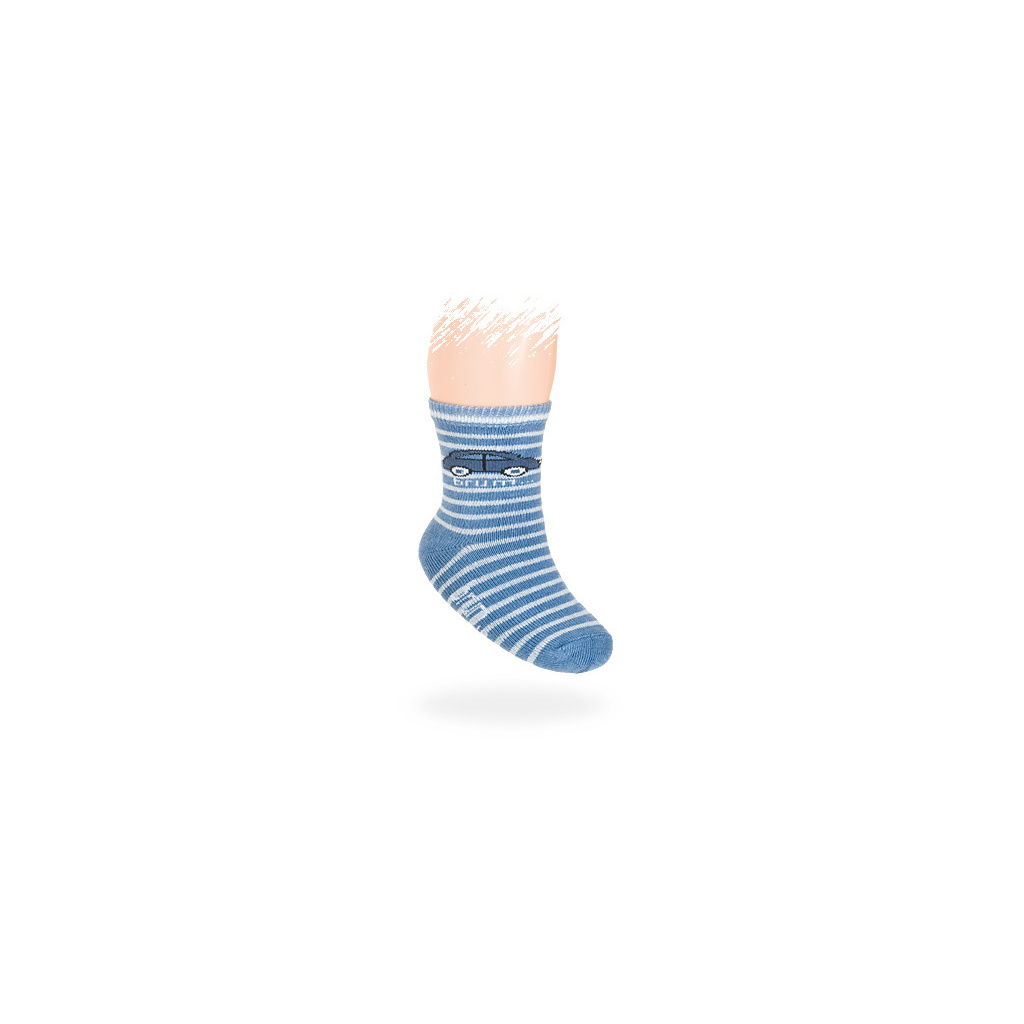Kojenecké ponožky vzor AUTÍČKO modré proužky