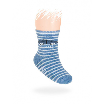 Kojenecké ponožky vzor AUTÍČKO modré proužky