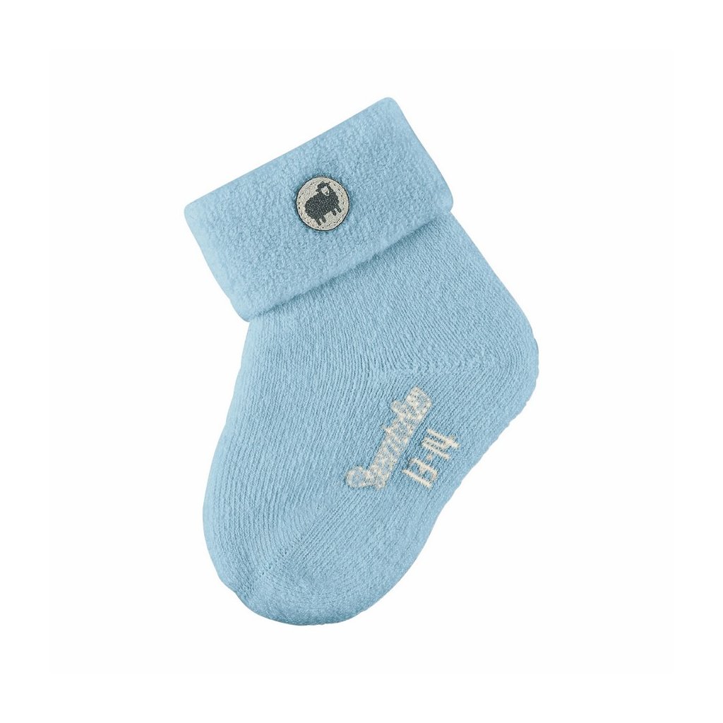 Plyšové dětské vlněné merino ponožky modré Sterntaler