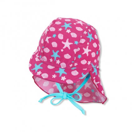 Dětský UV klobouk s plachetkou růžový hvězdice STERNTALER