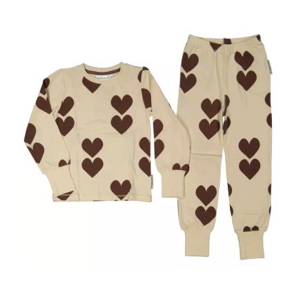 Bambusové dvoudílné pyžamo Brown heart rostoucí Geggamoja