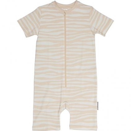 Dětský letní overal bambusový pyžamo Soft beige zebra Geggamoja