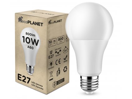 LED žiarovka - ecoPLANET - E27 - 10W - 800Lm - studená biela