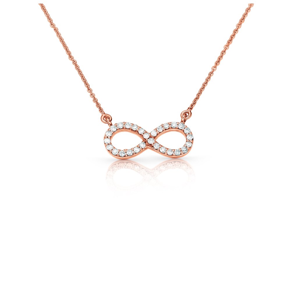 náhrdelník Infinity z růžového zlata s diamanty