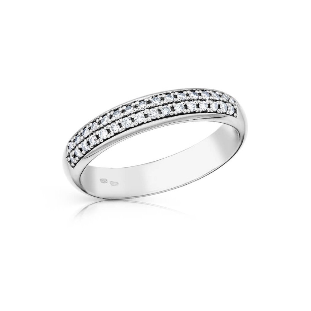 Prsten Linea Double z bílého zlata s diamanty