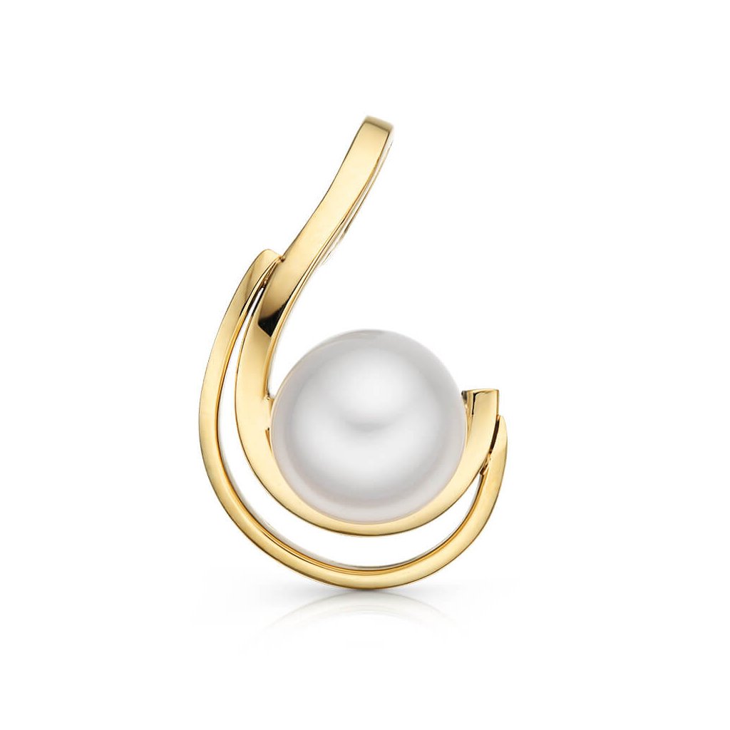Zlatý přívěsek Luna s bílou perlou