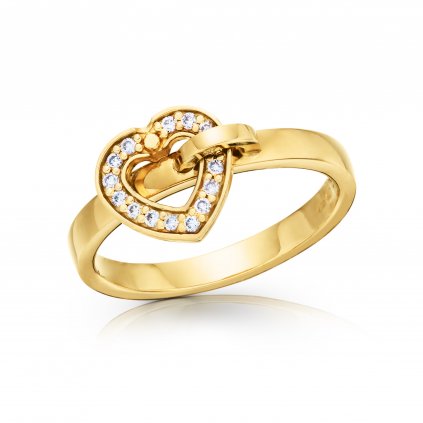 Prsten Amore ze žlutého zlata s diamanty