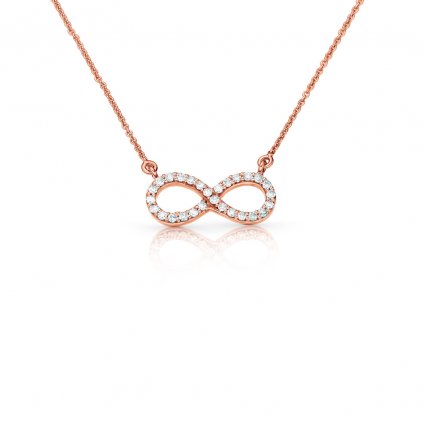 náhrdelník Infinity z růžového zlata s diamanty