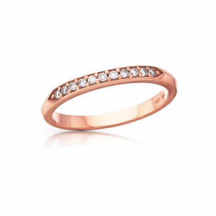 prsten Linea z růžového zlata s diamanty