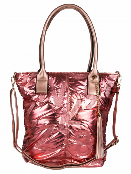 Lesklá trendy kabelka - světle růžová