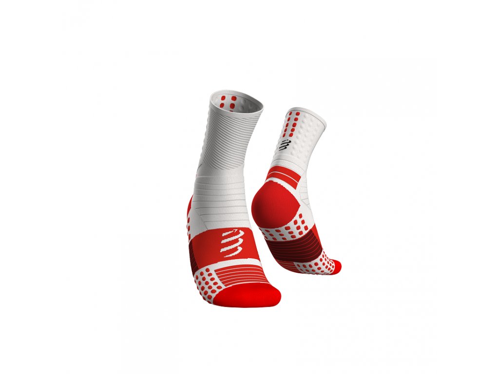 Compressport ponožky Pro Marathon - bíločervená