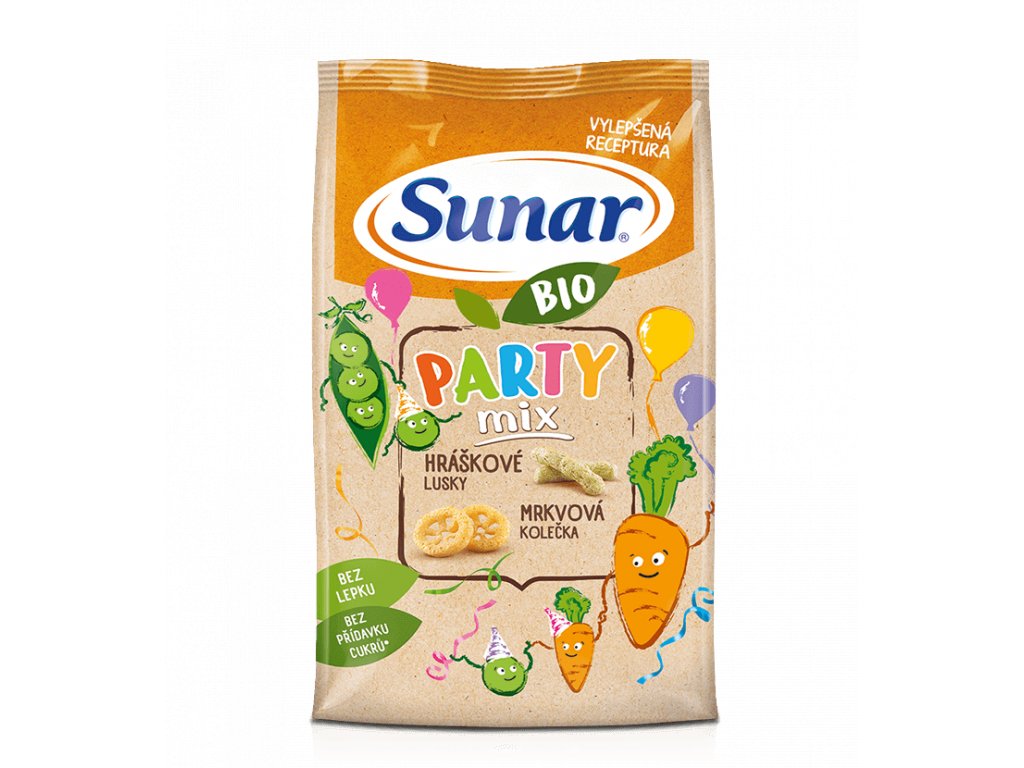 sunar bio snacky party mix hraskove mrkvove 750x830