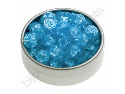 Skleněné práskané korálky - aquamarine, cca 8mm