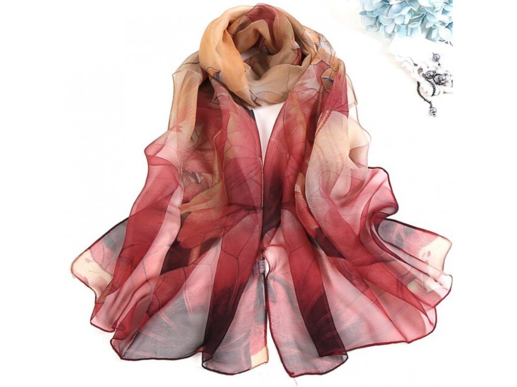 Dámský elegantní šátek - červená