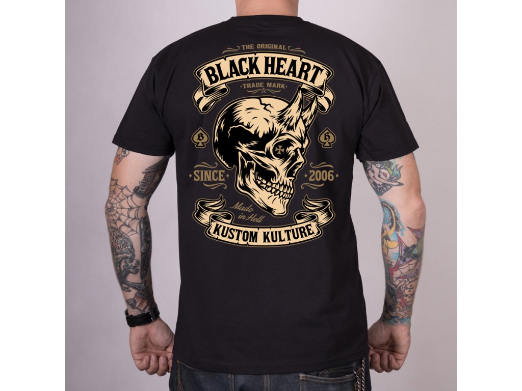 MOTORKÁŘSKÉ Tričko black heart hot rod devil skull 2