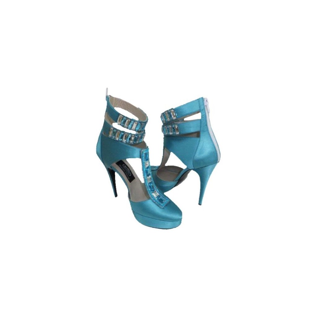Satin turquoise - high heel shoes