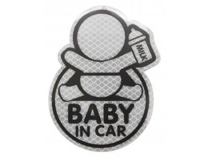 Dekor samolepící BABY IN CAR stříbrný