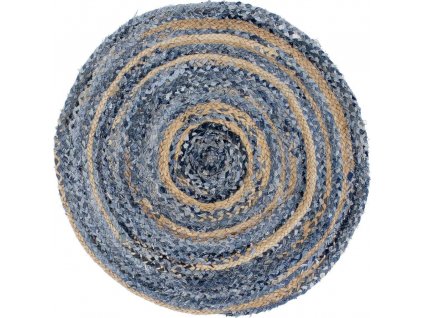 Okrúhly Koberec z juty a recyklovanej rifloviny - 90 cm (veľkosť 90 cm)