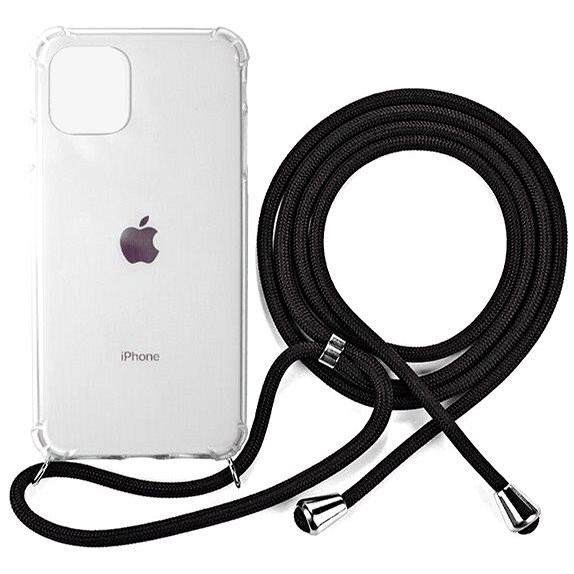 Zadný transparentný obal s čiernou šnúrkou Neck Strap pre iPhone Model iPhone: iPhone 12