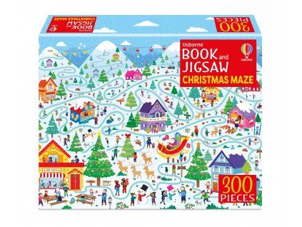 Usborne Book and Jigsaw Christmas Maze puzzle a kniha vanocni bludiste 9781803705057 1