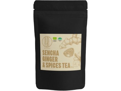 BrainMax Pure Sencha Ginger & Spices, Sencha se zázvorem a kořením, BIO, 50 g  *CZ-BIO-001 certifikát / zelený čaj se zázvorem a směsi koření