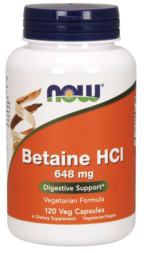Now® Foods NOW Betaine HCl, vegetariánský, 648 mg, 120 rostlinných kapslí Obrázek