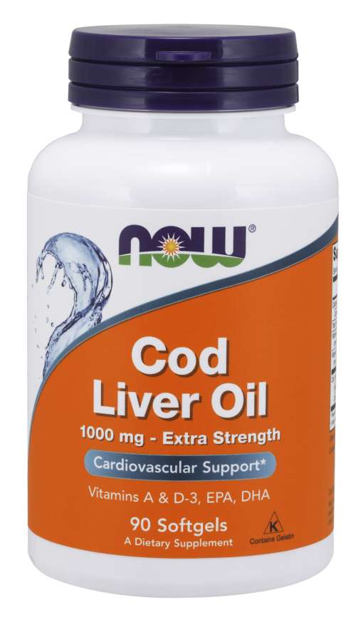 Now® Foods NOW Cod Liver Oil (olej z tresčích jater), 1000 mg, 90 softgel kapslí Obrázek