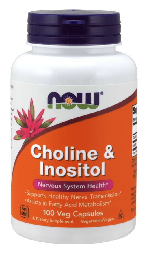Now® Foods NOW Cholin & Inositol, 500 mg, 100 rostlinných kapslí Obrázek