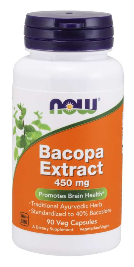 Now® Foods NOW Bacopa monnieri (Brahmi) extrakt, 450 mg, 90 rostlinných kapslí Obrázek