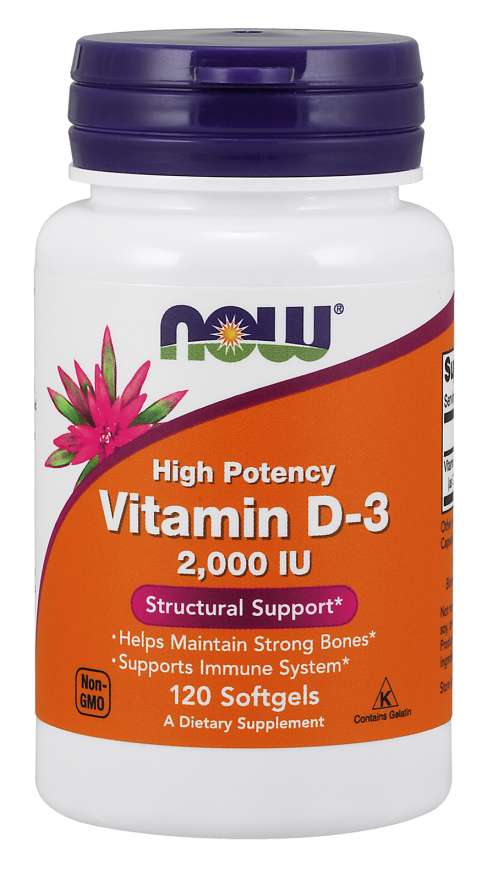 Now® Foods NOW Vitamin D3, 2000 IU, 120 softgel kapslí Obrázek