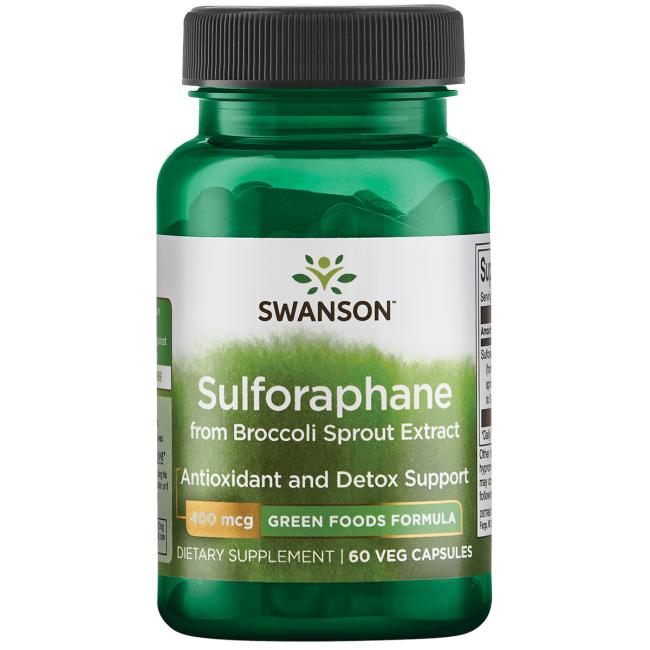 Swanson Sulforaphane Broccoli extract (Sulforafan z extraktu z brokolice), 400 mcg, 60 rostlinných kapslí Obrázek