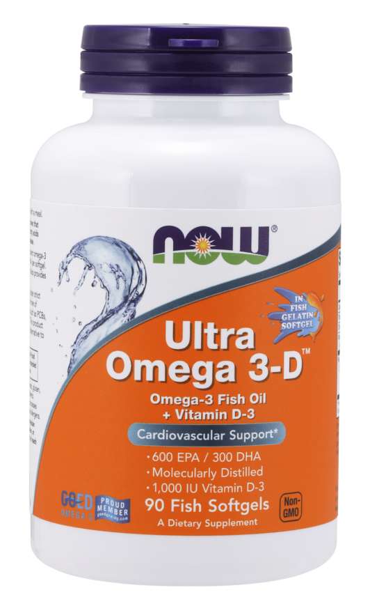 Now® Foods NOW Ultra omega-3 s vitaminem D, 300 DHA / 600 EPA, 90 softgelových kapslí Obrázek