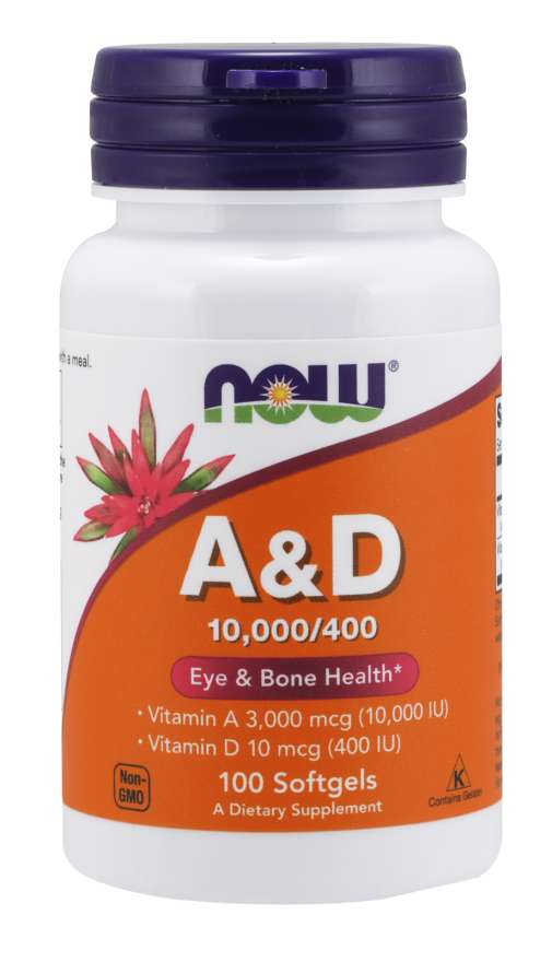 Now® Foods NOW Vitamin A & D, 10000/400 IU, 100 softgelových kapslí Obrázek