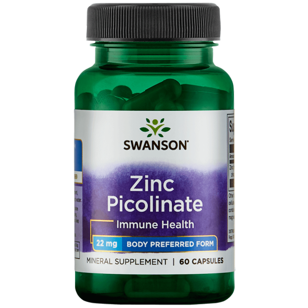 Swanson Zinc Picolinate, Zinek Pikolinát, 22 mg, 60 kapslí Obrázek