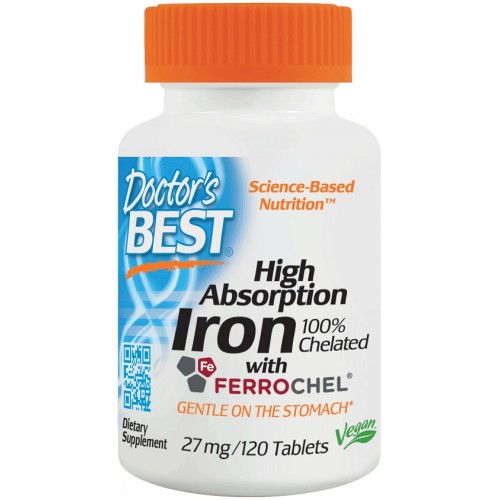 Doctor's Best Doctor’s Best High Absorption Iron (Chelátové Železo), 27 mg, 120 tablet Obrázek