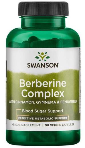 Swanson Berberine Complex (Berberin, Skořice, Gymnema, Pískavice řecké seno), 90 rostlinných kapslí Obrázek